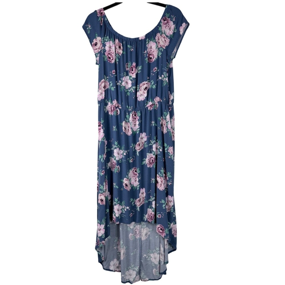 J for Justify Women 2X Blue‎ Floral High Low Dress Cap Sleeve Coquette 90s Y2K
